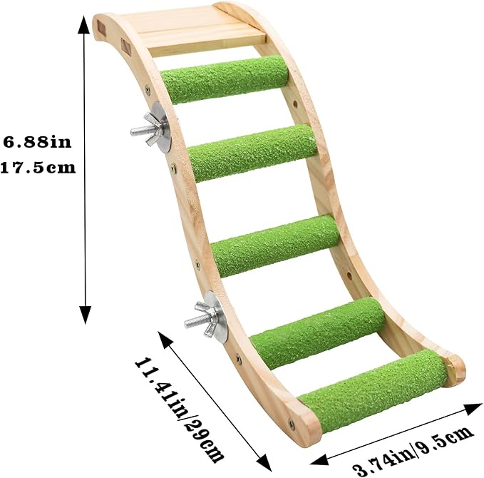 Bird Ladder Bridge, Wooden Pet Parrot Hamster Climbing Ladder Toys, Pet Bird Cage Accessories, Wood Climbing Ladder Perch for Bird Parrot Hamster Squirrel Sugar Gliders Parakeets Cockatiels(S Shape)