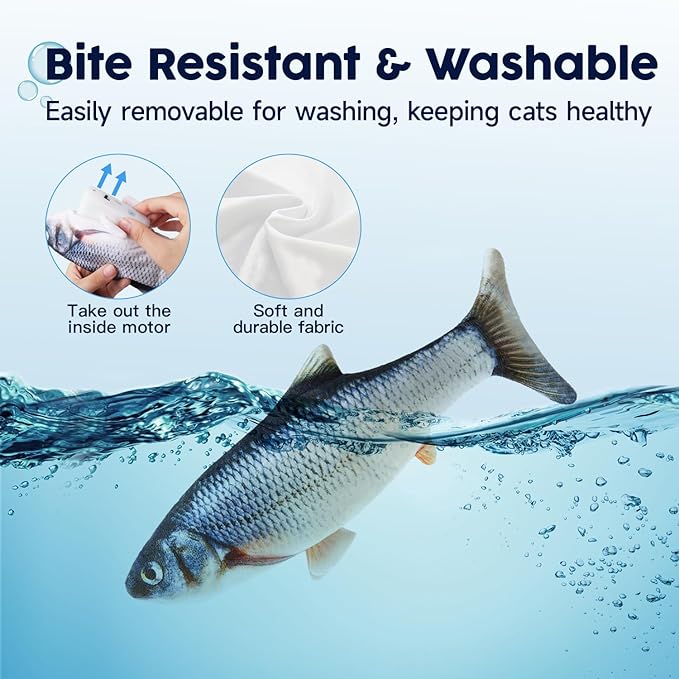 Potaroma Cat Toys Flopping Fish with Catnip, Moving Kitten Kicker, Floppy Wiggle Carp for Small Dogs, Interactive Motion Kitty Exercise, 10.5 Inches