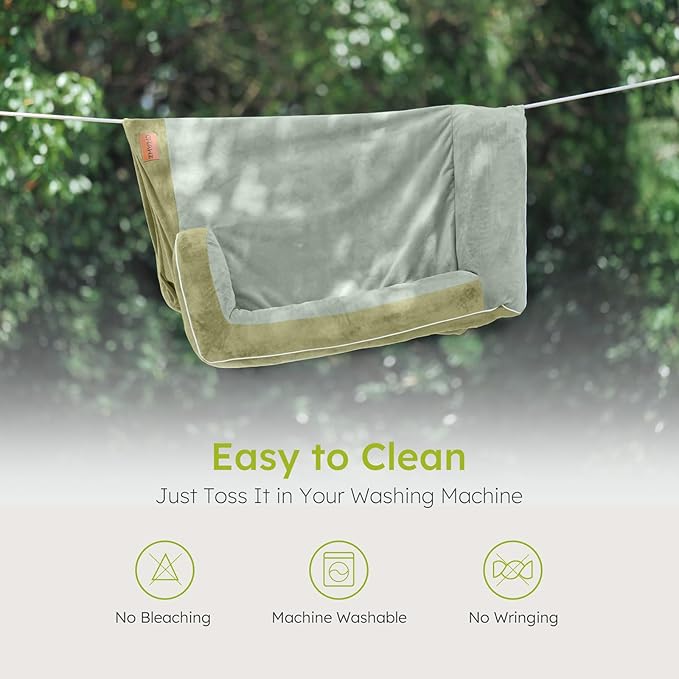 Dog Beds for Large Dogs, Orthopedic Dog Bed with Cooling Gel Memory Foam, Waterproof Large Pet Bed with Removable Washable Cover, 36" Pet Sofa Couch Dutch Velvet with Bone Toy, Dark Green