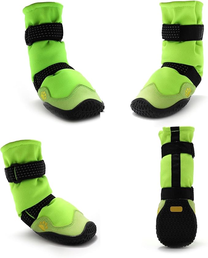 Dog Shoes for Hot Pavement Anti-Slip Dog Boots & Paw Protectors for Winter Snowy Day Summer Dog Snow Boots Waterproof Dog Shoes for Small to Large Dogs with Reflective Straps for Hiking 4Pcs