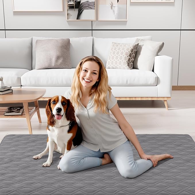 Smiry Waterproof Dog Blanket, 40x50 Inch Soft Pet Bed Cover Reversible, Washable Sofa Couch Furniture Protector for Small Medium Large Dog Puppy Cat, Geometric, Grey/Dark Grey