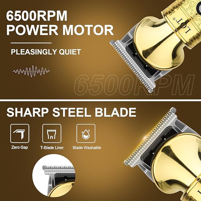 Beard Trimmer for Men, Portable 6 in 1 Hair Clippers,Waterproof Cordless Hair Clipper,Mens Grooming Kit for Mustache Facial Hair, Rechargeable Beard Trimmer Kit, Gifts for Men(Gold)
