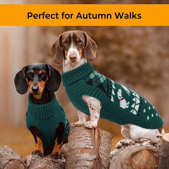 Lelepet Dachshund Sweater, Turtleneck Dog Sweaters for Small Dogs, Warm Pullover Knitted Pet Coat, Cold Weather Dachshund Clothes, Fall/Winter Cozy Outfit (XS-XL)