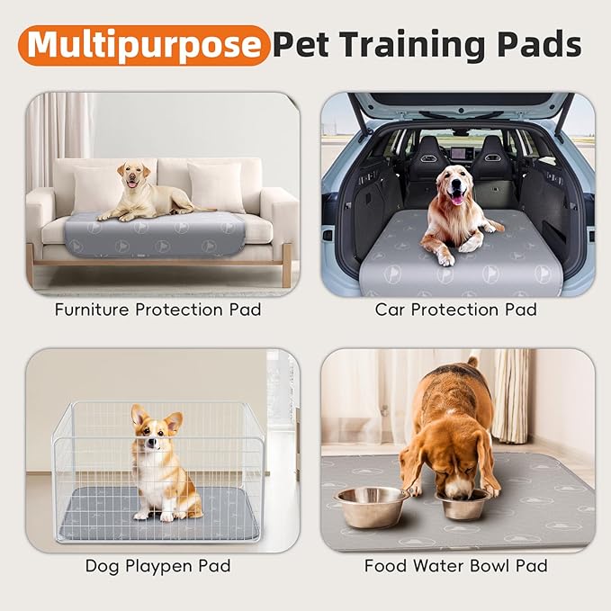 Washable Pee Pads for Dogs 1 Pack, 36" x 36" Reusable Pee Pads for Dogs, Leak-Prooft Pet Training Pads, Puppy Pads for Non-Slip, Designed for Dog Pen, Whelping Pad, Potty Training (Grey)