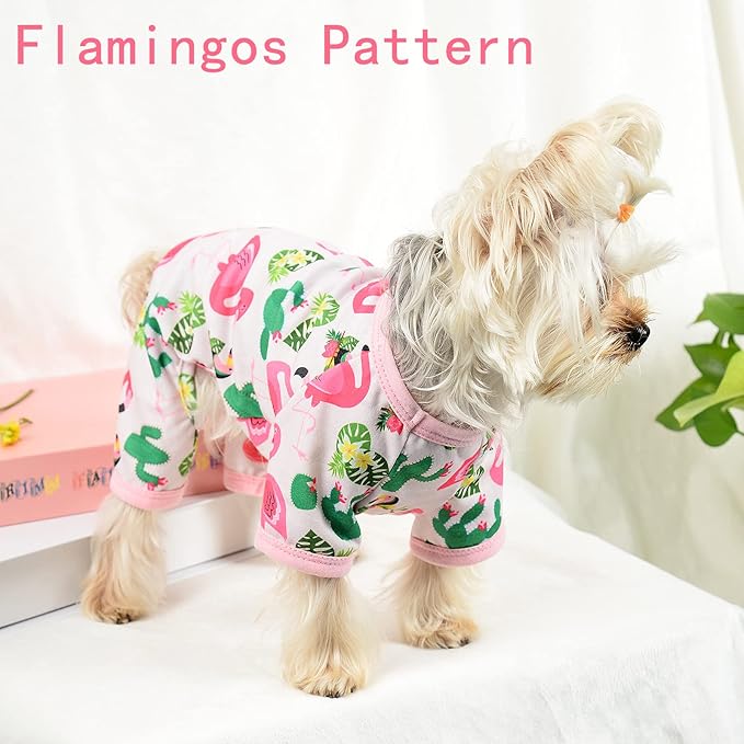 Dog Pajamas for Small Dogs Boy Girl, Dog Clothes Tiny Chihuahua Yorkie Spring Summer Shirt, Cute Puppy Outfit Pjs Jumpsuit Cat Onesie Apparel Pet Clothes