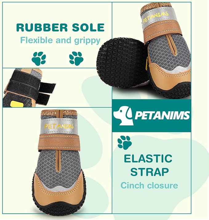 Dog Shoes for Large Dogs, Medium Dog Boots & Paw Protectors for Winter Snow, Breathable Dog Booties for Hot Pavement, Hardwood Floors Gray Size 5