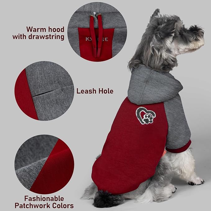 KYEESE Dog Hoodie Stretchy Pets Sweater with Leash Hole Warm Dog Clothes for Large Dogs Pets Coat for Cold Weather Comfort Dogs Winter Coat Pet Clothes with Drawstring Soft Pet Sweatshirt