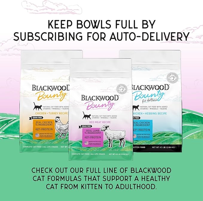 Blackwood Bounty Dry Cat Food, Red Meat Recipe for All Life Stages, 10 Pound Bag, High Protein, Grain Free
