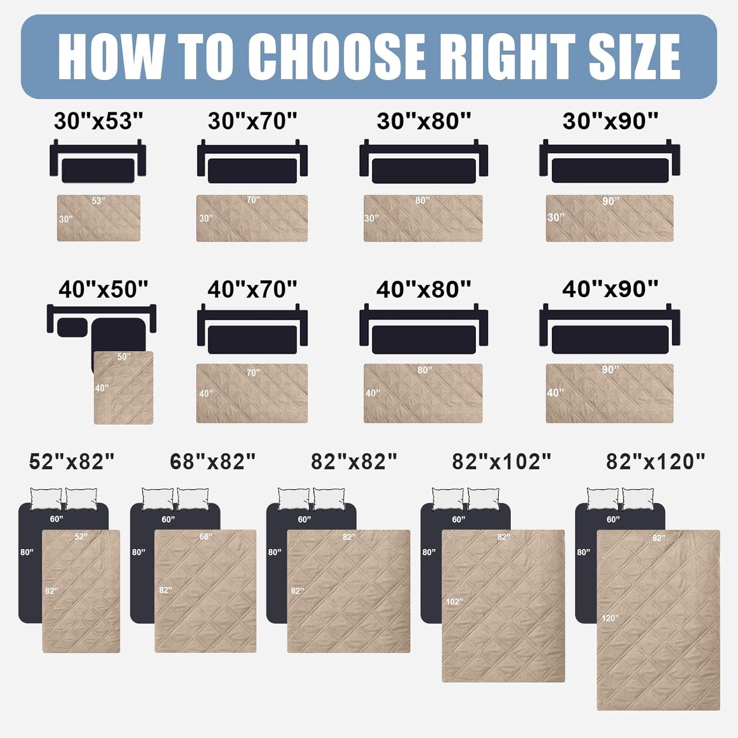 Smiry Waterproof Dog Bed Cover Pet Blanket, Soft Washable Dog Blanket for Furniture Bed Couch Sofa Reversible, Checkered (40"x90", Taupe/Beige)