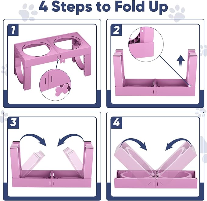 Elevated Dog Bowls Large Breed XIAZ Raised Dogs Bowl Stand Large/Medium Sized Dog 1L Food Water Bowl Stands 5 Heights Adjustable 9/11/12/15in Pink Pet Feeder Dish Station