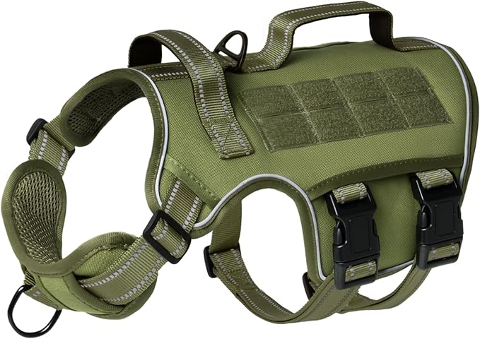 Dog Harness for Large Dogs Heavy Duty, Tactical No Pull Dog Harness with Molle System, Easy On and Off Service Dog Vest, Breathable Padded, Adjustable Reflective Pet Vest for Walking Hiking Training