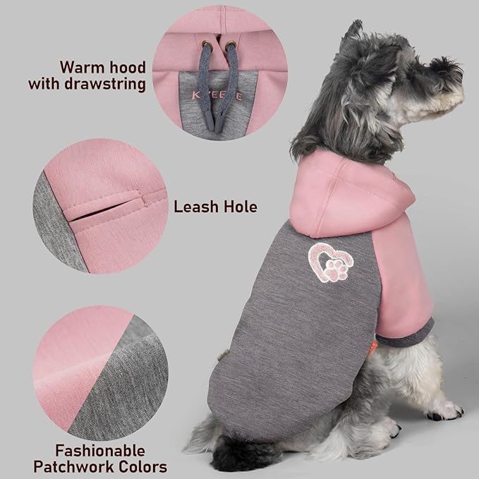 KYEESE Dog Hoodie Stretchy Dogs Clothes Medium Size Dog Comfort Pets Coat with Drawstring Soft Dogs Winter Coat Pet Clothes with Leash Hole Pet Sweatshirt for Cold Weather Warm Pets Sweater