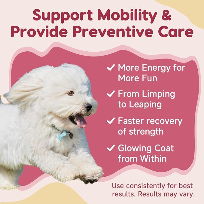 Glucosamine for Dogs - Joint Supplement for Dogs with Chondroitin, MSM, Omega 3, Hemp, Turmeric for Dog Joint Pain Relief, Dog Joint Supplement with Calcium Support Cartilage & Bone Health, 180 Chews