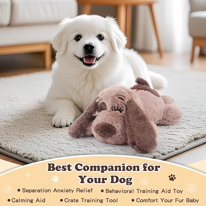 BEVERLYSHARK Beverly Shark Puppy Heartbeat Toy Dog Anxiety Relief Calming Aid Puppy Heartbeat Stuffed Animal Behavioral Training Sleep Aid Comfort Soother Plush Toy for Puppies Cats