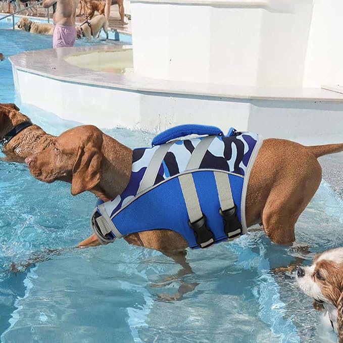 Kuoser Dog Life Jacket with Reflective Stripes, Adjustable High Visibility Dog Life Vest - Ripstop, Flotation Swimsuit for Small, Medium & Large Dogs