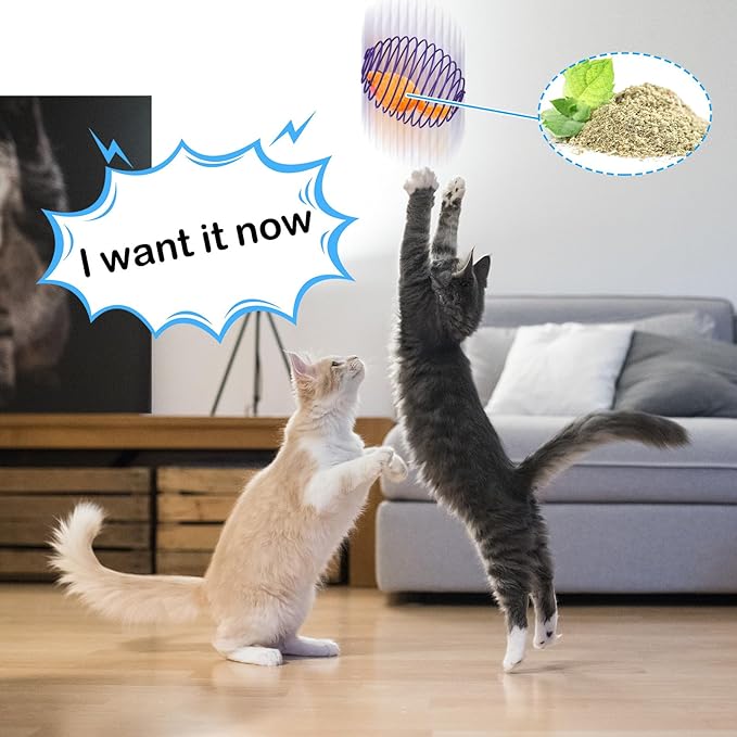 Jecery 5 Pcs Cat Spring Balls Stretchable Springs Toys Rolling Balls Colorful Playful Coils Interactive Spring Action Toy Caged Rats for Kitten Cat Pet Supplies Indoor (Catnip Rats,Multicolor)