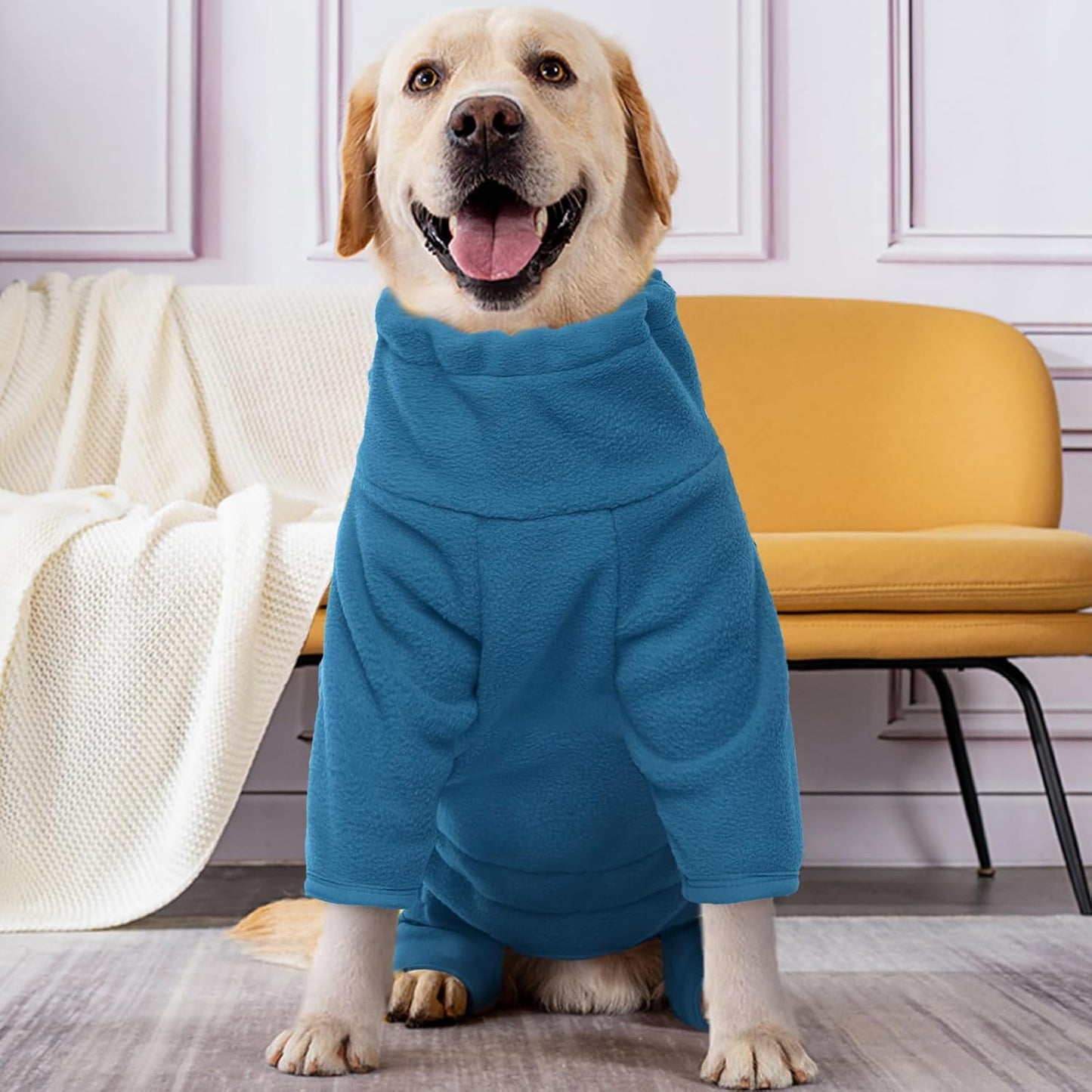 ROZKITCH Dog Winter Coat Soft Fleece Pullover Pajamas, Pet Windproof Warm Cold Weather Jacket Vest Cozy Jumpsuit Apparel Outfit Clothes for Small Medium Large Dog Walking Sleep 2XS