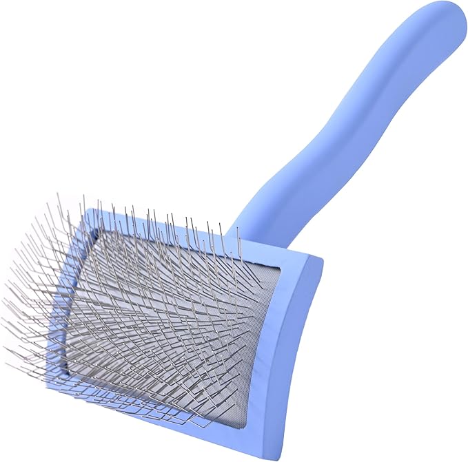 Slicker Brush for Dogs, Dog Grooming Supplies - Best Doodle & Poodle Brush for Long Haired Dogs - Goldendoodle Long Pin Detangler For Dematting (Medium Curved)