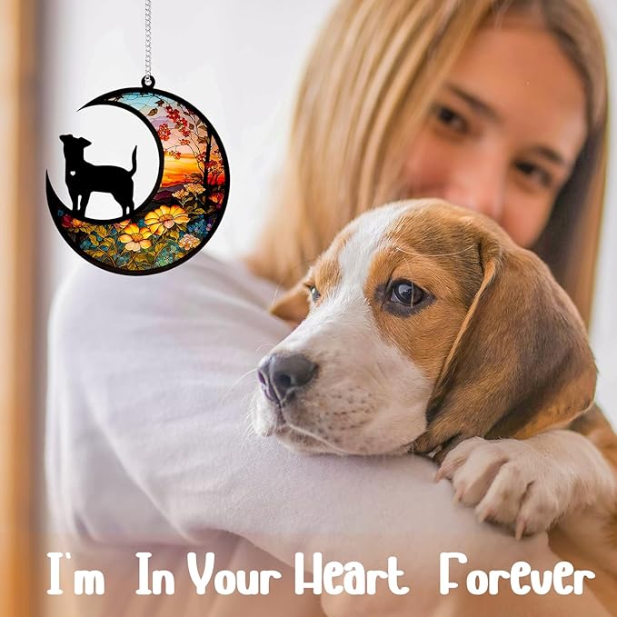 Dog Memorial Suncatcher,Pet Sympathy Gifts,Dog Memorial Gifts for Loss of Dog,Personalized Dog Pass Away Gifts with Name Date for Pet Lovers