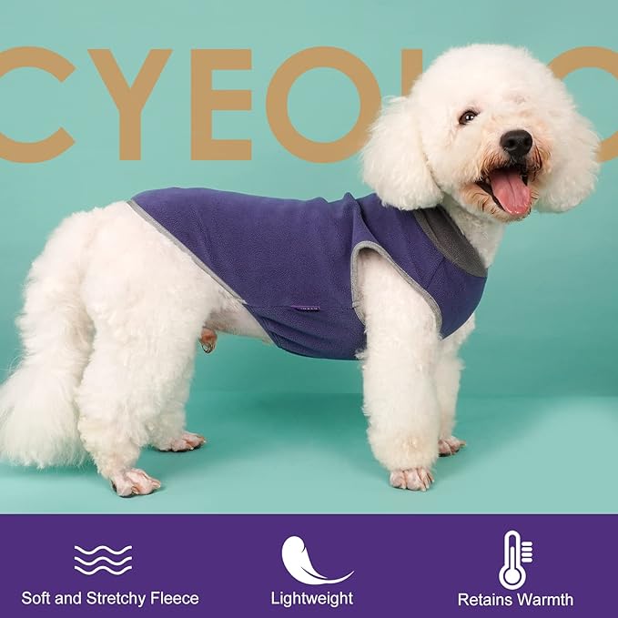 cyeollo 2 Pack Dog Sweater Fleece Vest Pullover Sweatshirt Dog Jacket Reflective Stretchy Lightweight Pet Clothes Cold Weather Coats for Medium Dogs Boy Navy & Grey