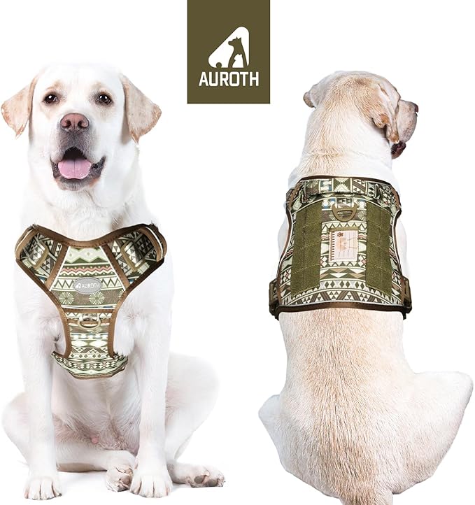 AUROTH Tactical Dog Harness for Large Dogs No Pull Adjustable Pet Harness Reflective K19 Working Training Easy Control Pet Vest Military Service Dog Harnesses