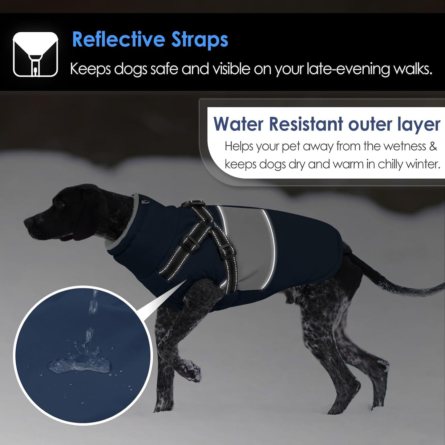 AOFITEE Dog Winter Coat, Dog Coat with Harness Built in, Dogs Jacket for Large Dogs, Reflective Waterproof Pet Puffer Jacket Snowsuit, Warm Fleece Windproof Pet Sweater for Cold Weather, XL