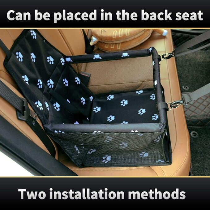 SWIHELP Dog Car Seat Puppy Portable Pet Booster Car Seat with Clip-On Safety Leash and PVC Support Pipe, Anti-Collapse,Perfect for Small Pets