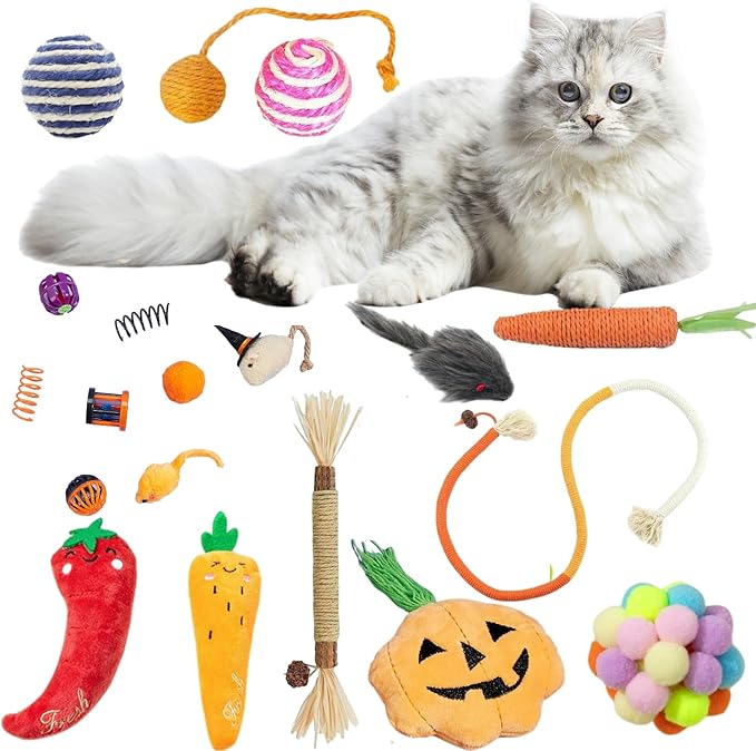 Interactive Cat Toys Coil Spring Indoor Creative Play Set 19 Pieces (Medium)