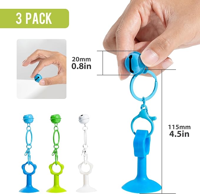 Li & Zhao Interactive Cat Toy - 3 PCS Cat Bell Toy Lightweight Cat Toys for Indoor for Kitten Training and Play Adhesive Rocking Toy with Bell Kitten Play Chase Exercise Physical Stimulation(3 Colors)