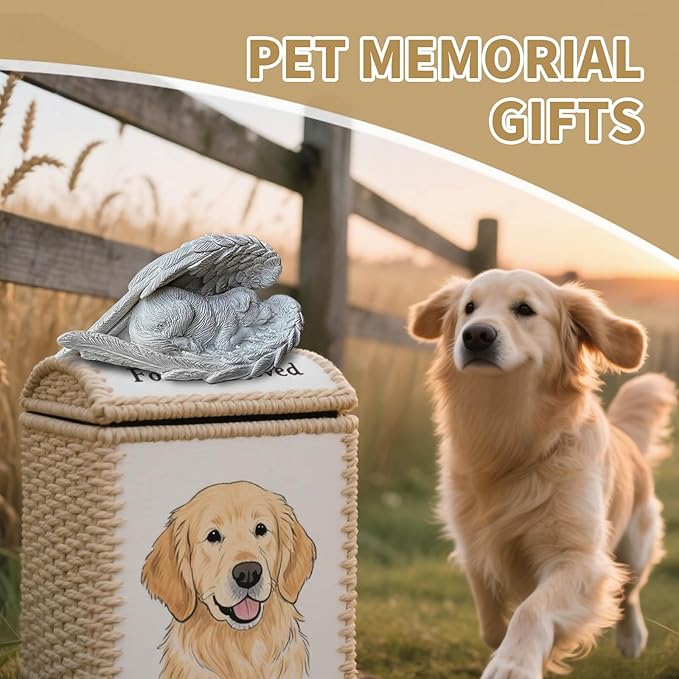 Dog Memorial Gifts for Loss of Dog,Resin Pet Memorial Statues,Forever My Guardian Angel Memorial Gifts(Grey)