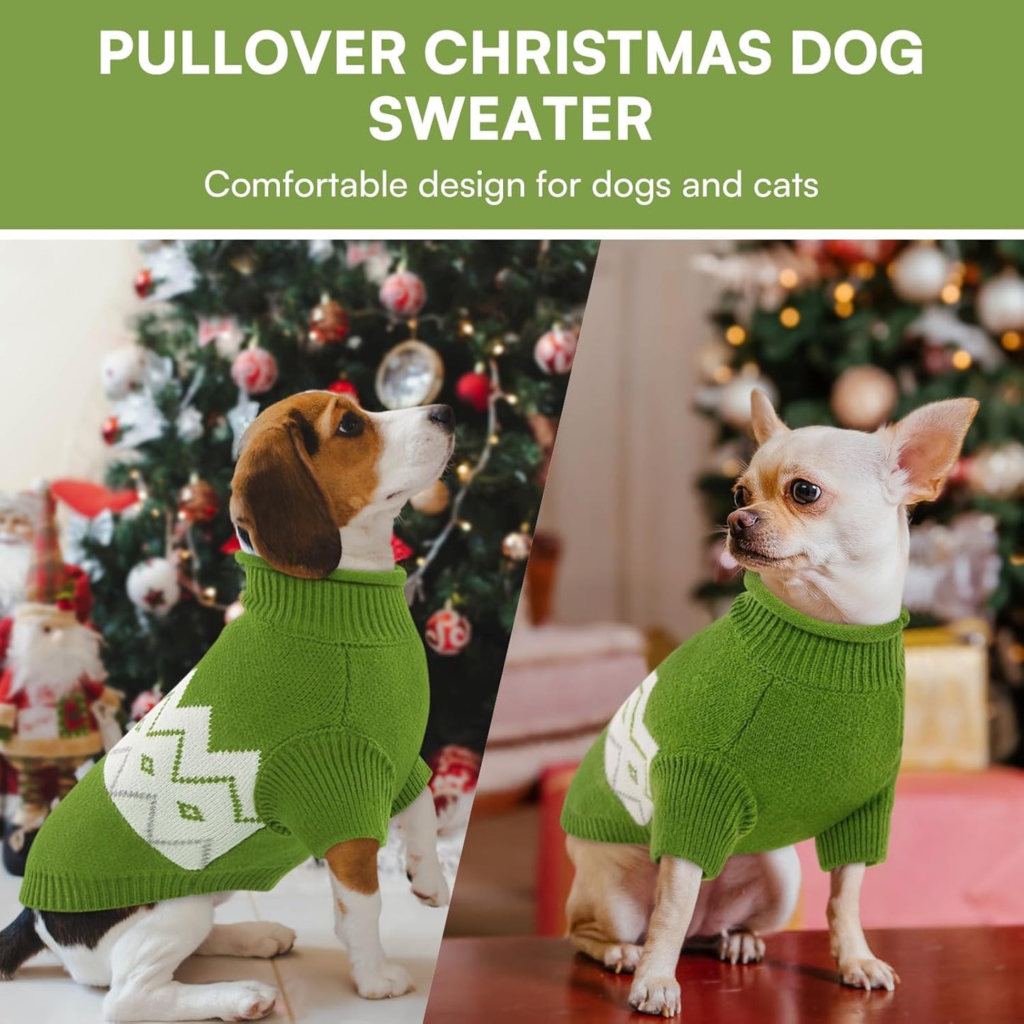 Queenmore Warm Dog Sweater, Soft Pet Knitwear, Knitted Pullover, Winter Pet Clothes for Small Medium Dogs Cats