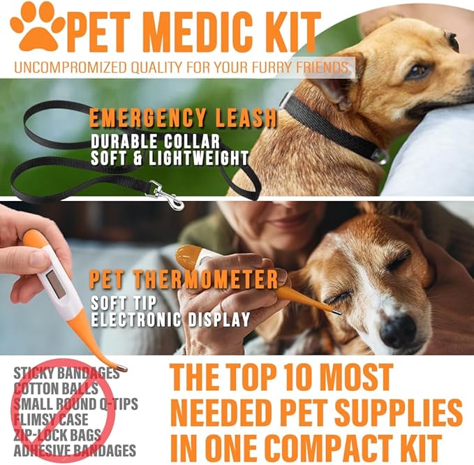 EVERLIT Pet Medic First Aid Kit | 95 Pcs Vet-Approved Medical, Outdoor & Emergency Supplies for Dogs, Cats, Animal Care | Travel-Friendly Compact Bag for Home, Car and Travel (Raven Black)