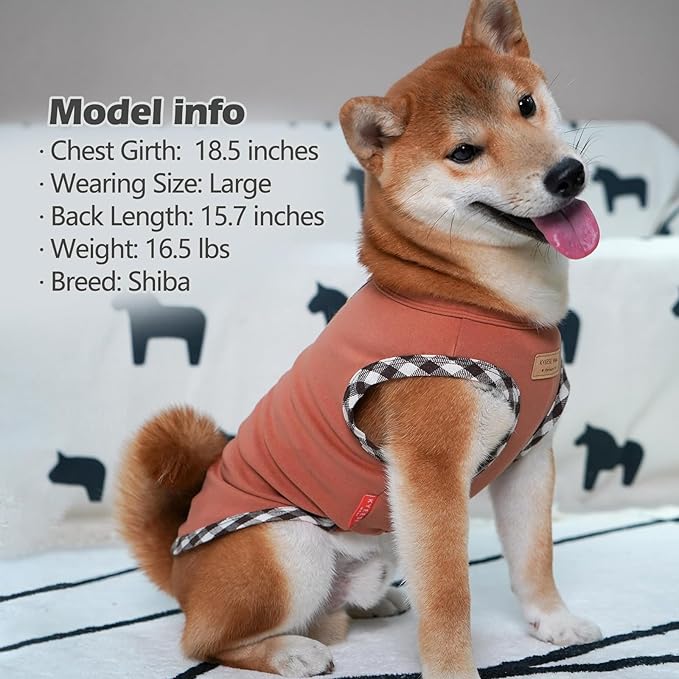 KYEESE 2Pack Dog Shirt Soft T-Shirt Sleeveless Shirts Vest Lightweight Fleece Coats Sweatshirt Stretchy Clothes Sweater for Medium Dogs, Brown+Khaki, XXL