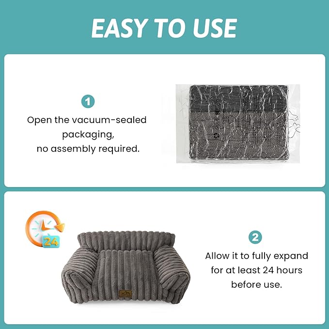 Cute Cat Couch, Premium Plush Faux Fur Pet Couch Bed, Ultra-Soft Pet Furniture for Cats & Small Dogs (Grey, S: 25.5''x17.5'')