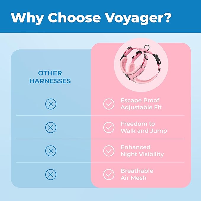 Best Pet Supplies Voyager Escape Proof Cat Harness and Leash Set with Reflective Stitching, Neoprene Handle 5ft - Supports Small, Medium and Large Cats, Kittens - Pink, M (Chest: 16.5-19.5")