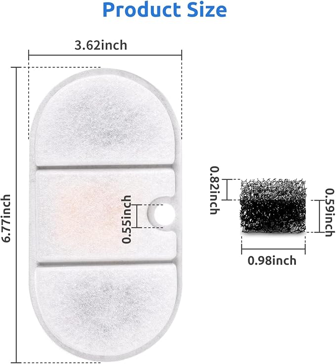16 Replacement filters + 16 Sponges Cat Water Fountain Filters Compatible with PETLIBRO Capsule Pet Water Fountain: PLWF002, 71oz/2.1L Ultra Quiet-BPA-Free