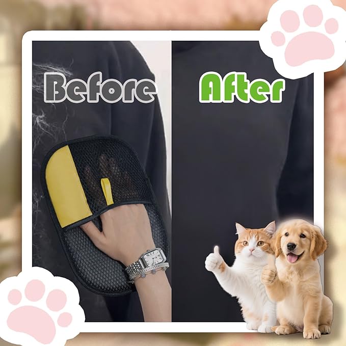 Pet Hair Removal Glove ,Powerful Electrostatic Pet Hair Remover for Cat Dog Hair,Washable and Reusable Cat Dog Hair Removal Gloves for Clothes Bed Sheets Sofas at Climbing Frames (2psc)