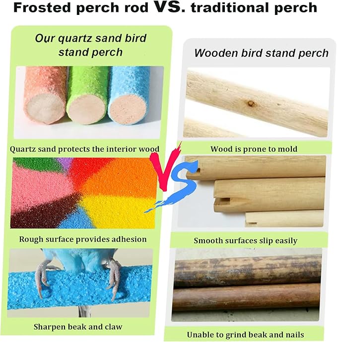 Hamiledyi 4 PCS Parrot Perch Stand Toy Bird Cage Perch Toy Natural Paw Grinding Stick for Medium Parrots Parakeets Cockatiels Lovebirds Chewing Stick (M)