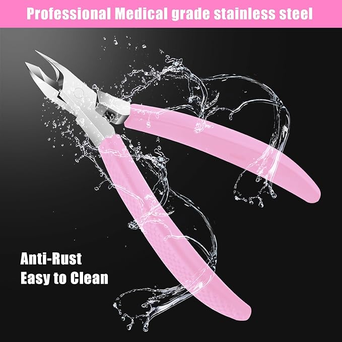 Cuticle Trimmer - Jaw Extremely Sharp - Cuticle Clippers for Nails with Silicone handle - Non-Slip - Professional Cuticle Cutter, Dead Skin Remover Stainless Cuticle Remover Tool-Pink