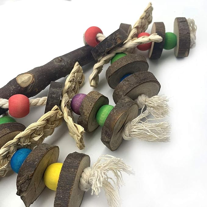 EBaokuup Wood Bird Chewing Toys-Blocks Parrot Tearing Toys Best for Finch,Budgie,Parakeets,Cockatiels, Conures,Love Birds and Amazon Parrots (Pack of 2)