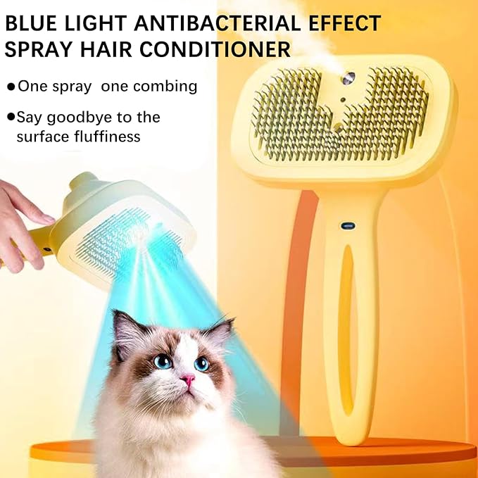 Indoor Cat Steam Brush, Rechargeable Self-Cleaning Four in One Anti-Static Steam Pet Brush, Used for Combing and Massaging Loose Fallen Pet Hair, Suitable for Long and Short Haired Dog Steam Brushes