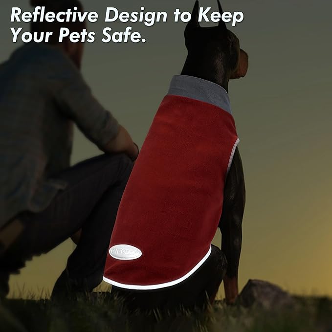 cyeollo 2 Pack Dog Sweater Fleece Vest Pullover Pet Sweatshirt Reflective Lightweight Dog Clothes for Large Dogs Boy Girl Pet Apparel Red, Grey, XXXL