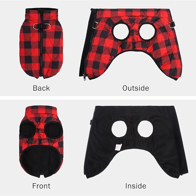 SCENEREAL Dog Winter Coat - Warm Jacket with Built-in Harness for Small to Medium Dogs, Waterproof, Fleece Puffer Vest, Windproof, Snow Clothes