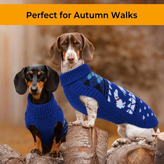 Lelepet Dachshund Sweater, Turtleneck Dog Sweaters for Small Dogs, Warm Pullover Knitted Pet Coat, Cold Weather Dachshund Clothes, Fall/Winter Cozy Outfit (XS-XL)