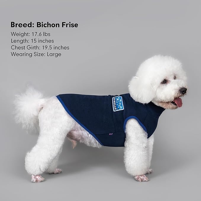 cyeollo 3XL Fleece Dog Sweater, Pullover Sweatshirt Stretchy Fleece Vest Warm Winter Fall Clothes for Large Dogs Boy Turtleneck Pet Apparel, Navy Blue XXXL