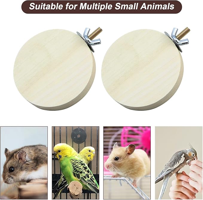 2 Pieces Bird Perch Platform Wooden Stand Toy for Small Bird Parrot Parakeet Cockatiel Budgie Lovebirds Conures Finches Rat Cage Accessories