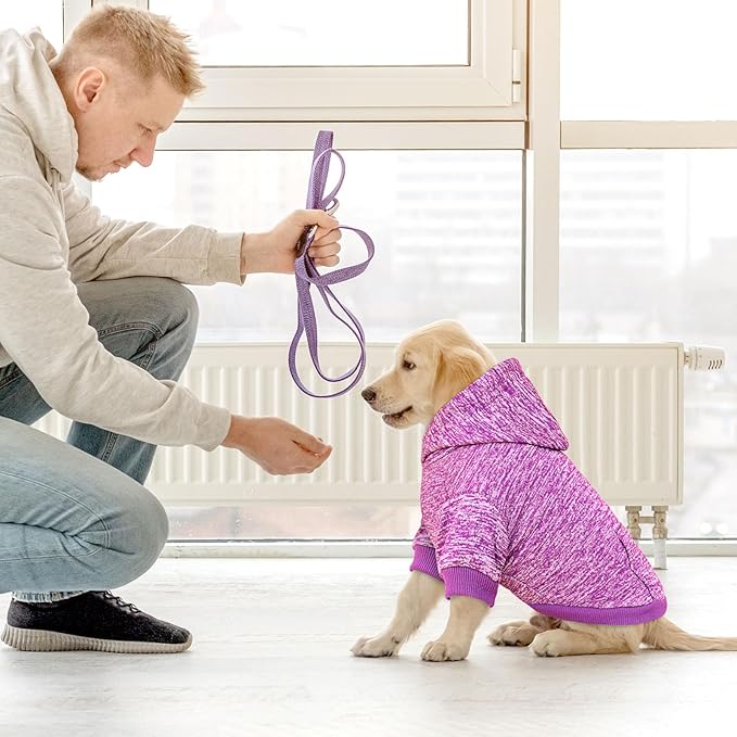 Dog Sweaters for Small Dogs Dog Hoodie Fleece Sweater Soft Clothes Sweatshirt with Pocket Hoodie for Small Dogs Puppy Sweater(Purple&XS)