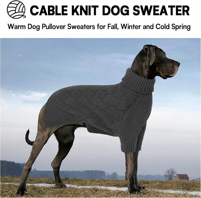 KOESON Dog Sweater for Extra Large Dogs Boy and Girl, Warm Fall Dog Sweater for Halloween, Soft XXL Dog Sweaters with Sleeves for Pitbull, Labrador, Golden Retriever, Doberman, Grey, XXLarge