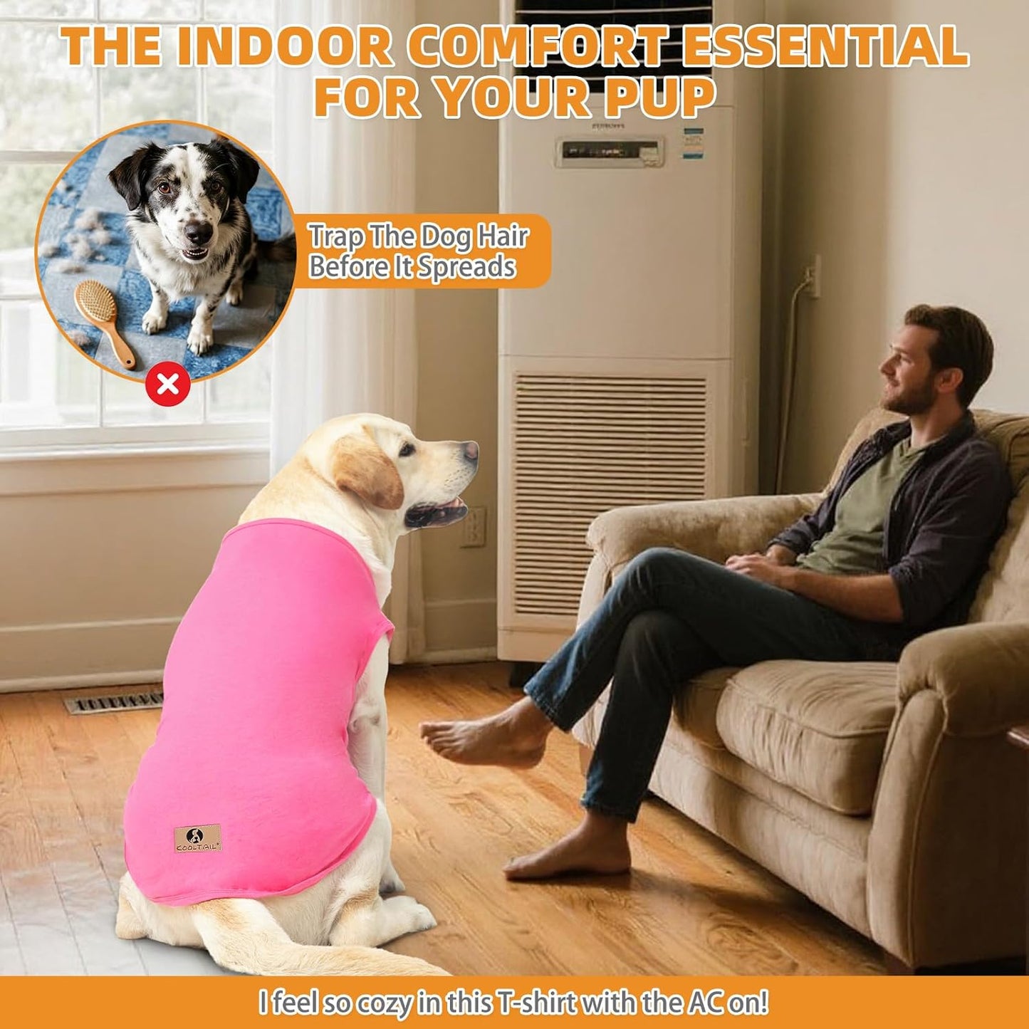 KOOLTAIL Girl Dog Clothes for Large Dogs, 2 Pack Cotton Fall/Winter Warm Dog T Shirts Coats for Outdoor, UV & Insect Protection Anti-Hair Loss & Lightweight Pet Vest Tank Tops Apparel, Pink & Rose,2XL