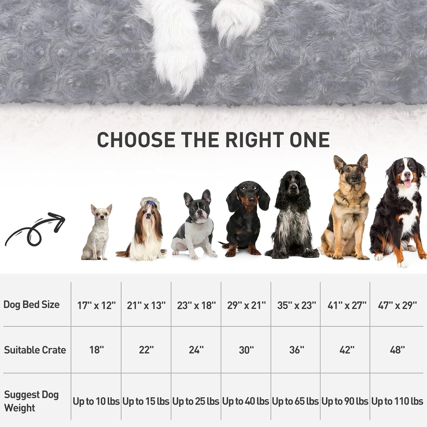 KSIIA Washable Dog Bed Deluxe Plush Dog Crate Beds Comfy Kennel Pad Anti-Slip Pet Sleeping Mat for Large, Jumbo, Medium, Small Dogs Breeds, 53" x 36", Dark Grey